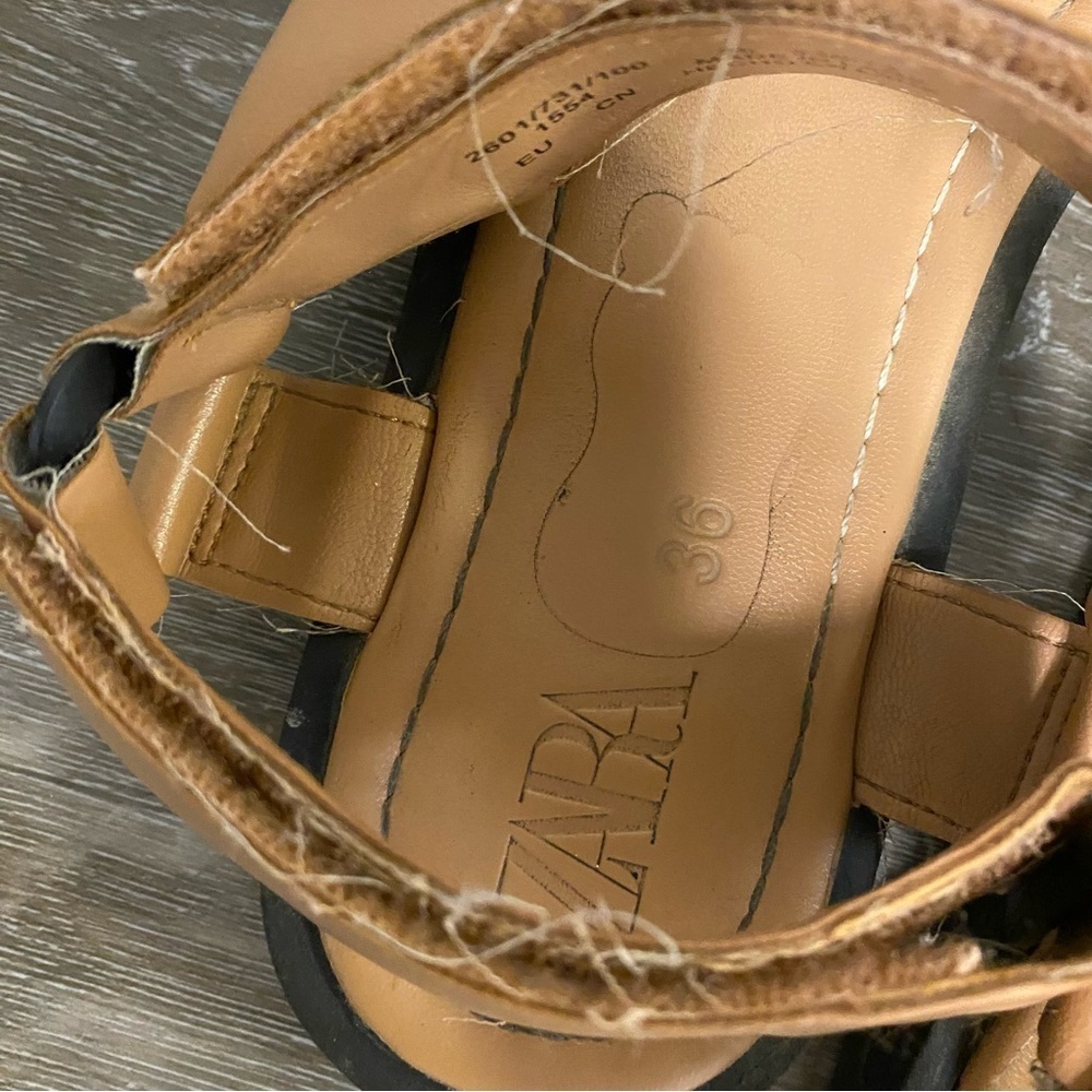 Zara |  Womens Tan Strapped Bow Sandals Size 36 - Picture 6 of 11